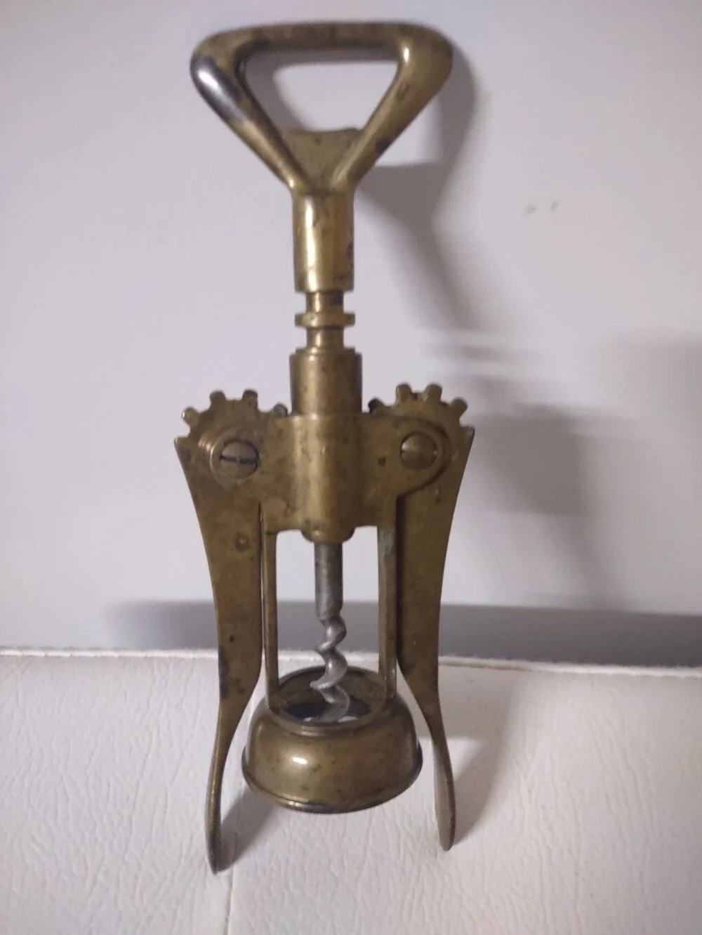 Vtg Italian Brass Wing Corkscrew Wine Bottle Opener-Made Italy-Mid Century